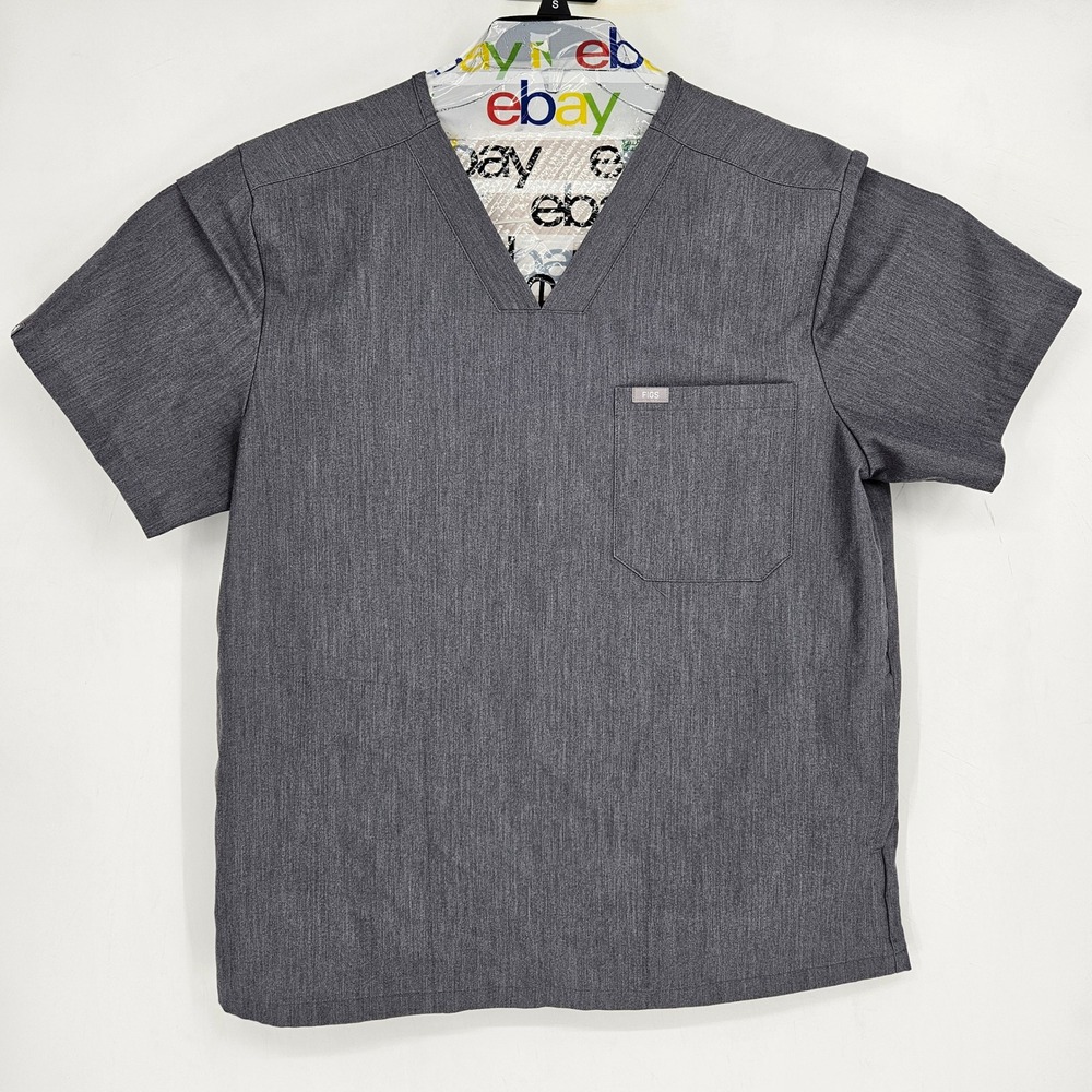 FIGS‎ Scrub Top Mens XL Chisec Graphite Three Pocket Technical Nurse Uniforms